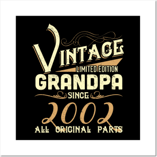 Vintage Grandpa Since 2002 Funny Man Myth Legend Daddy Posters and Art
